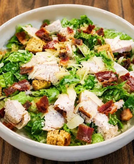 A Caesar-style salad with croutons